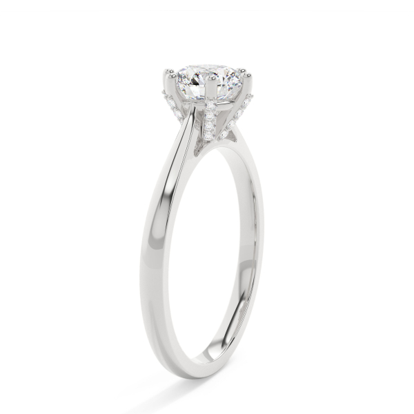 Round 6 Prong Hidden Halo Engagement Ring