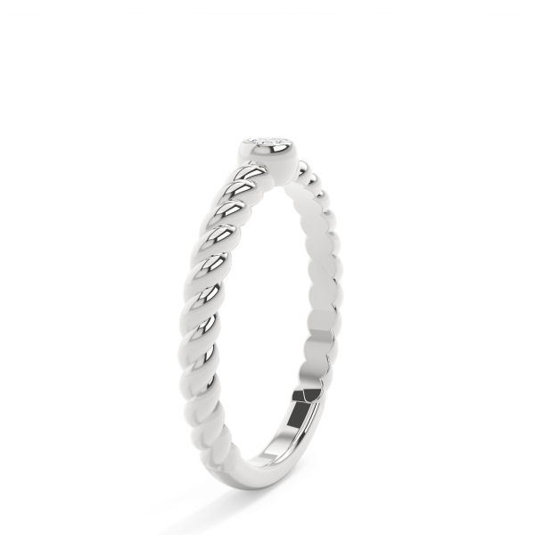 Round Solitaire With Twisted Band Everyday Ring