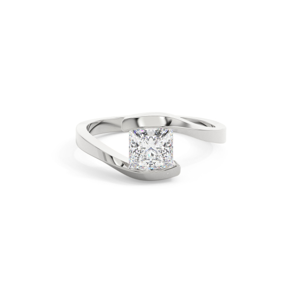 Princess Swirl Solitaire Engagement Ring