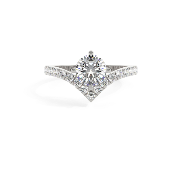 Round V Shank Solitaire Engagement Ring