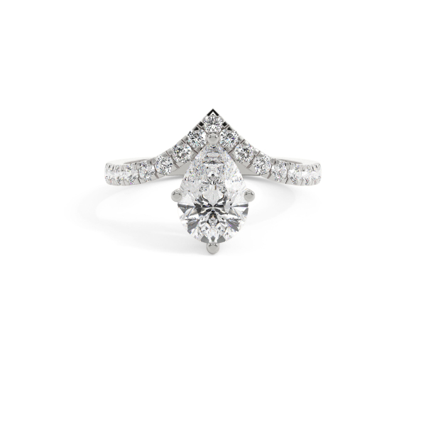 Pear V Shank Solitaire Engagement Ring