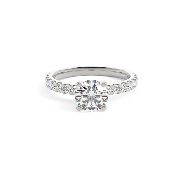 Round Solitaire With Side Stones Engagement Ring