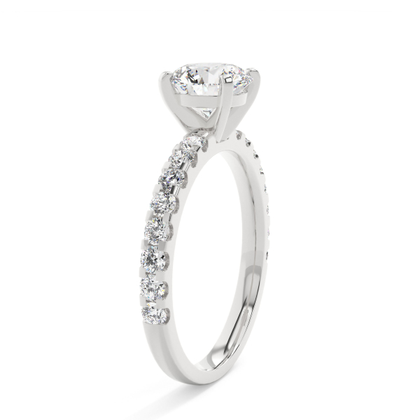 Round Solitaire With Side Stones Engagement Ring