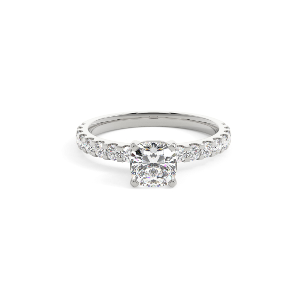 Cushion Solitaire With Side Stones Engagement Ring