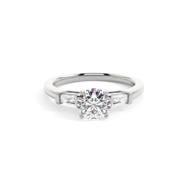 Round Mixed Trilogy Engagement Ring