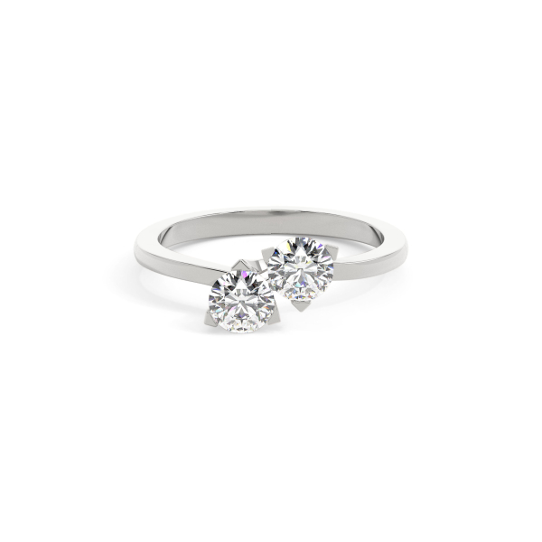 Round Delicate Two Stone Engagement Ring