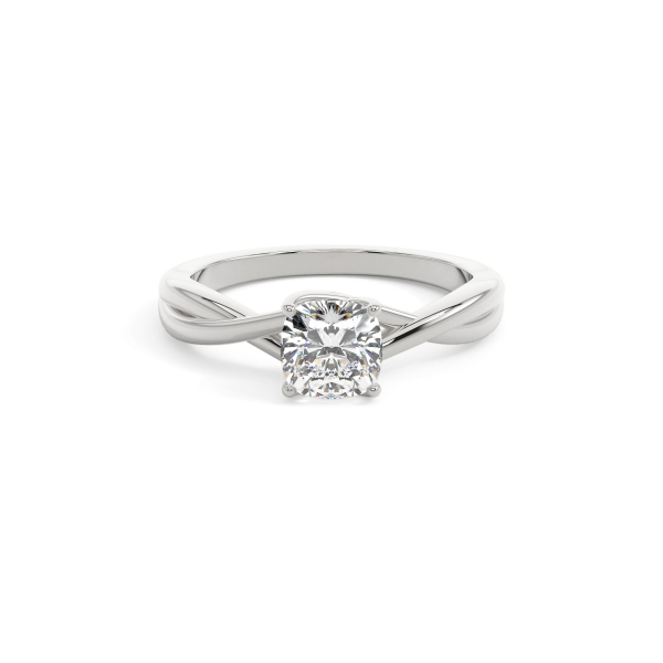 Cushion Twisted Solitaire Engagement Ring