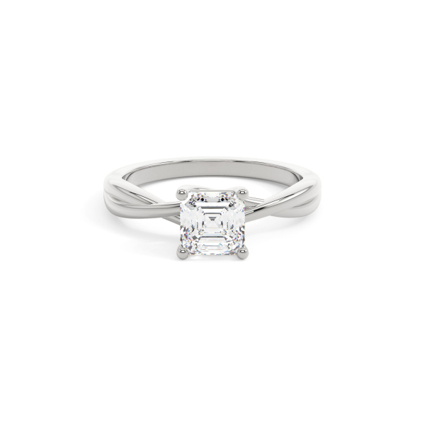 Asscher Twisted Solitaire Engagement Ring