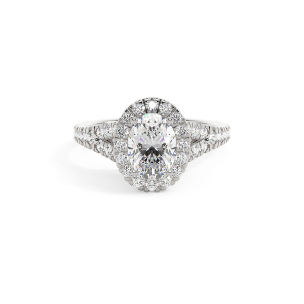 Oval Prong Setting Halo Engagement Ring
