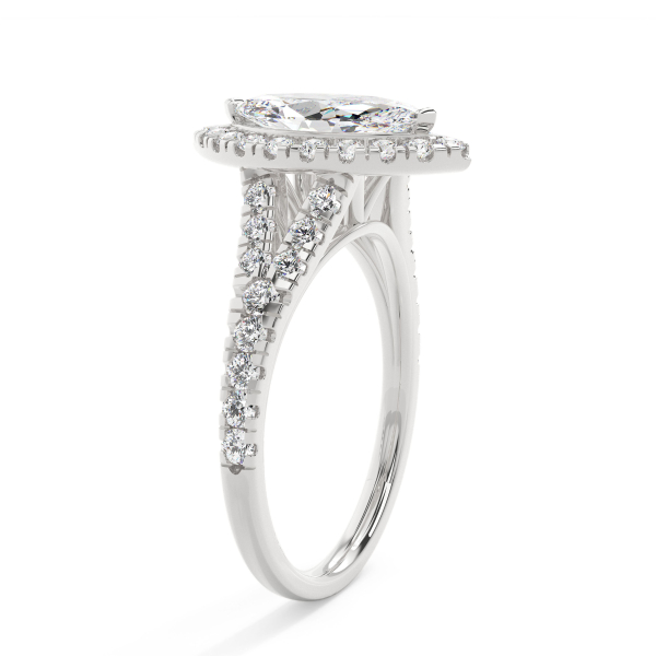 Marquise Prong Setting Halo Engagement Ring