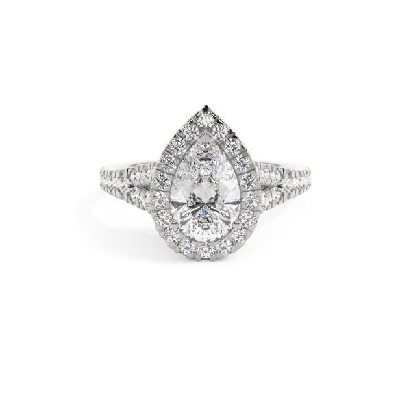 Pear Prong Setting Halo Engagement Ring