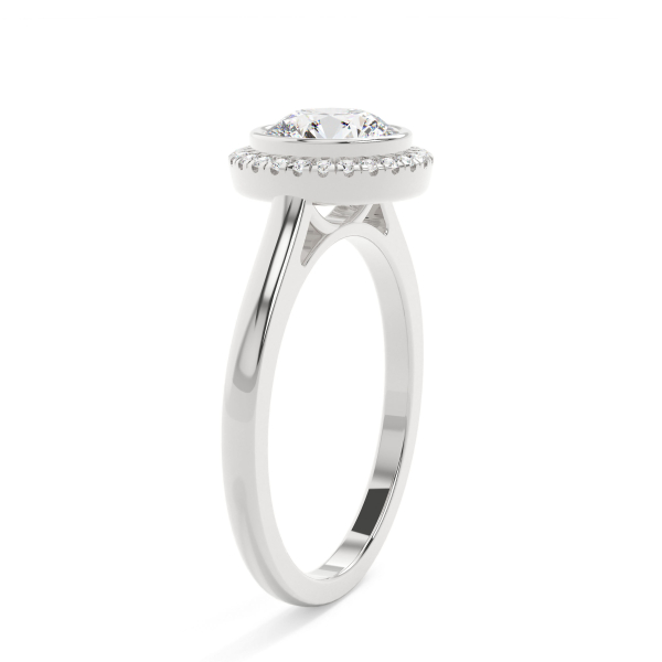 Round Bezel Halo Engagement Ring