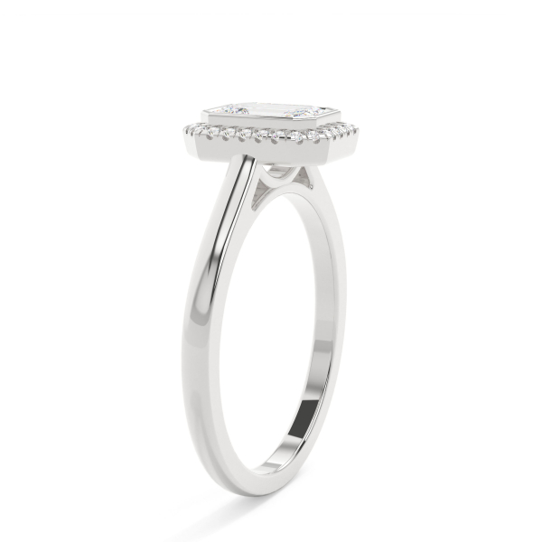 Emerald Bezel Halo Engagement Ring