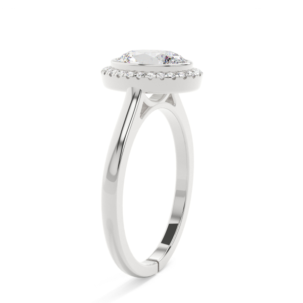 Oval Bezel Halo Engagement Ring