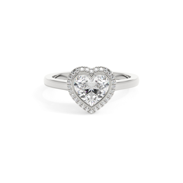 Heart Bezel Halo Engagement Ring