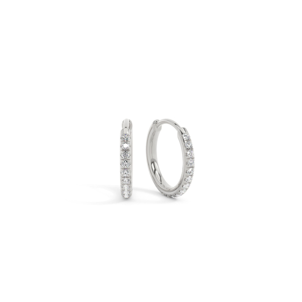 Round Classic Pave Hoops Earrings