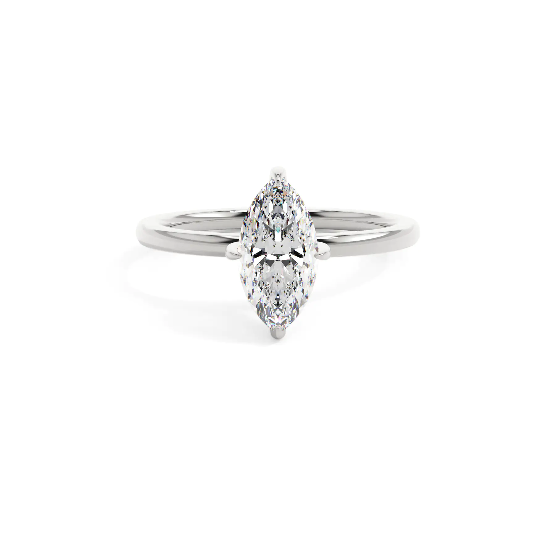 18k White Gold Marquise Classic Hidden Halo Engagement Ring