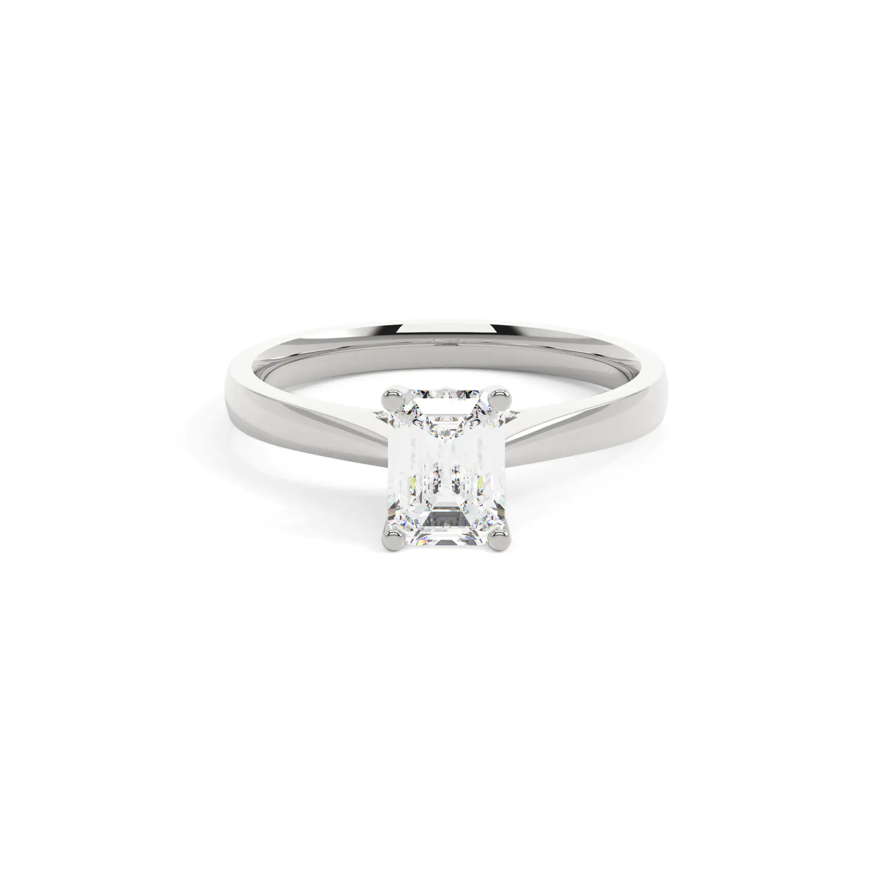 18k White Gold Emerald Bridge Hidden Halo Engagement Ring