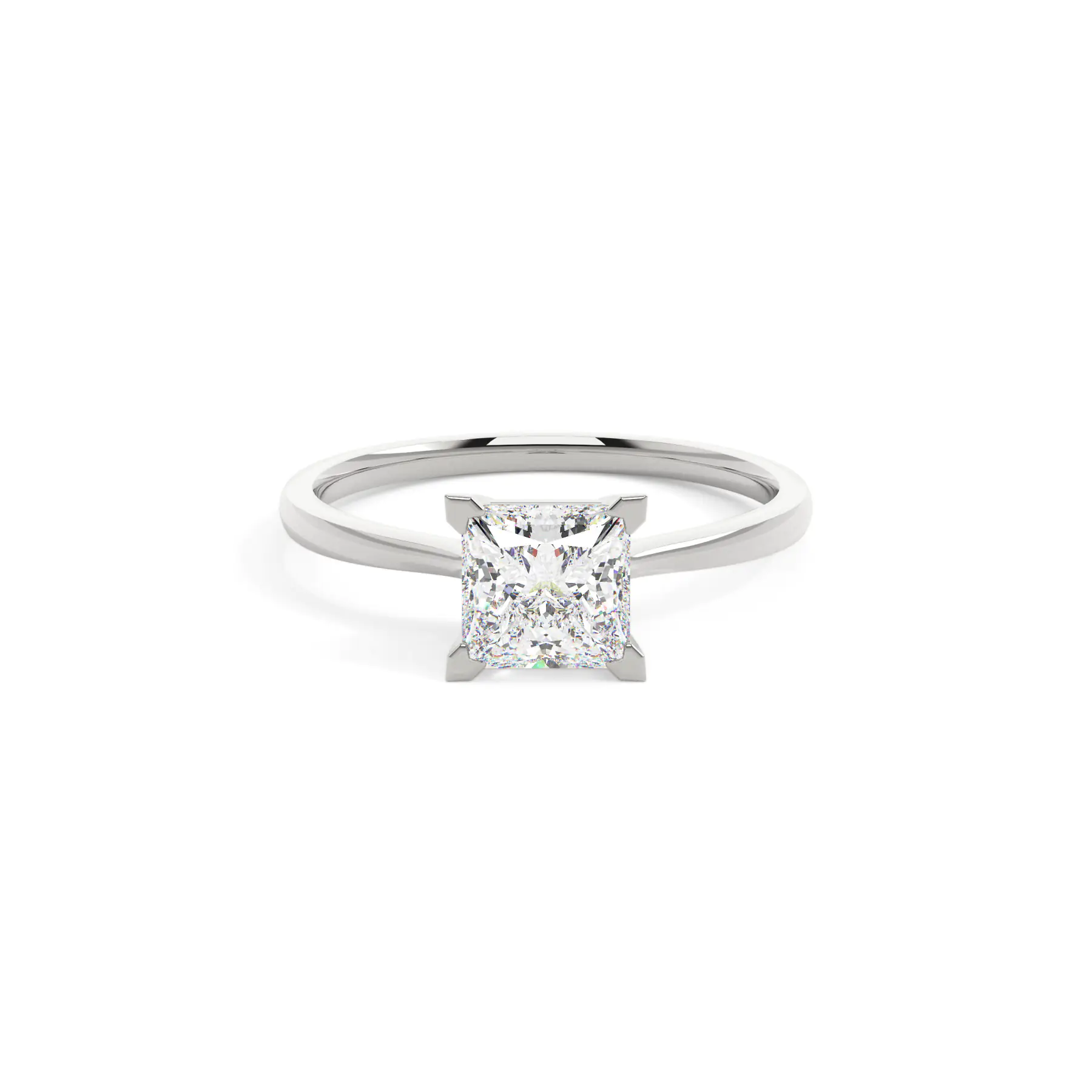 18k White Gold Princess Delicate Solitaire Engagement Ring