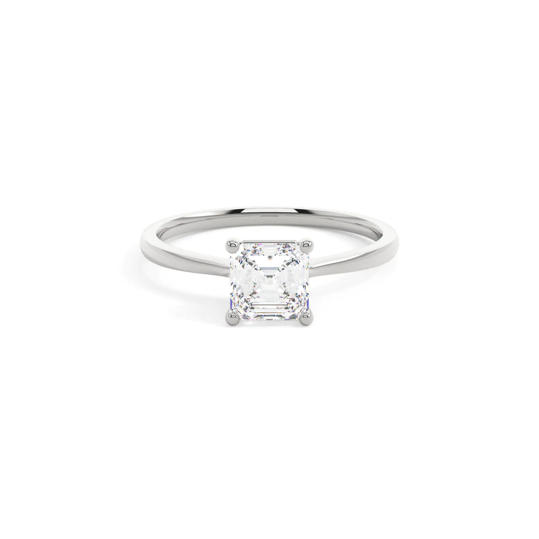18k White Gold Asscher Delicate Solitaire Engagement Ring