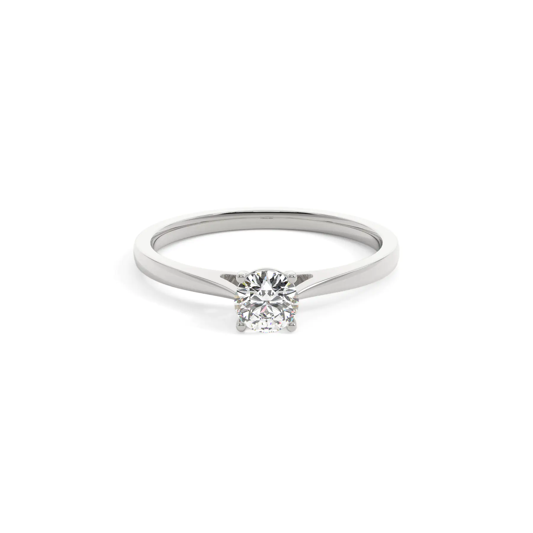 18k White Gold Round Classic Solitaire Engagement Ring