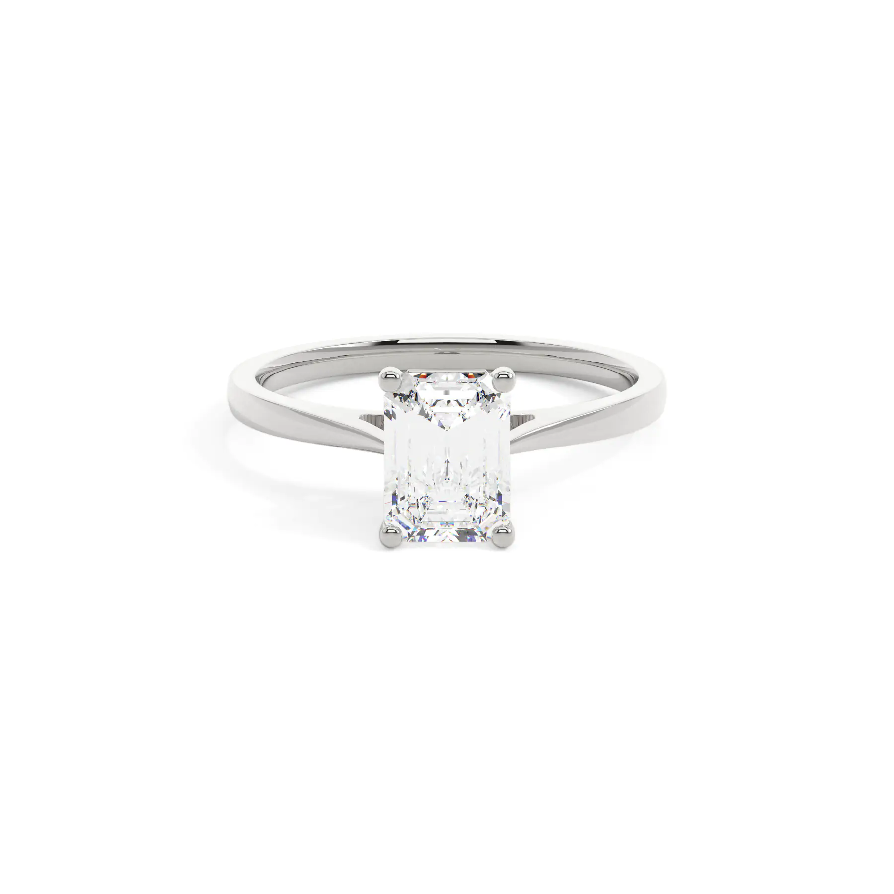 18k White Gold Emerald Classic Solitaire Engagement Ring