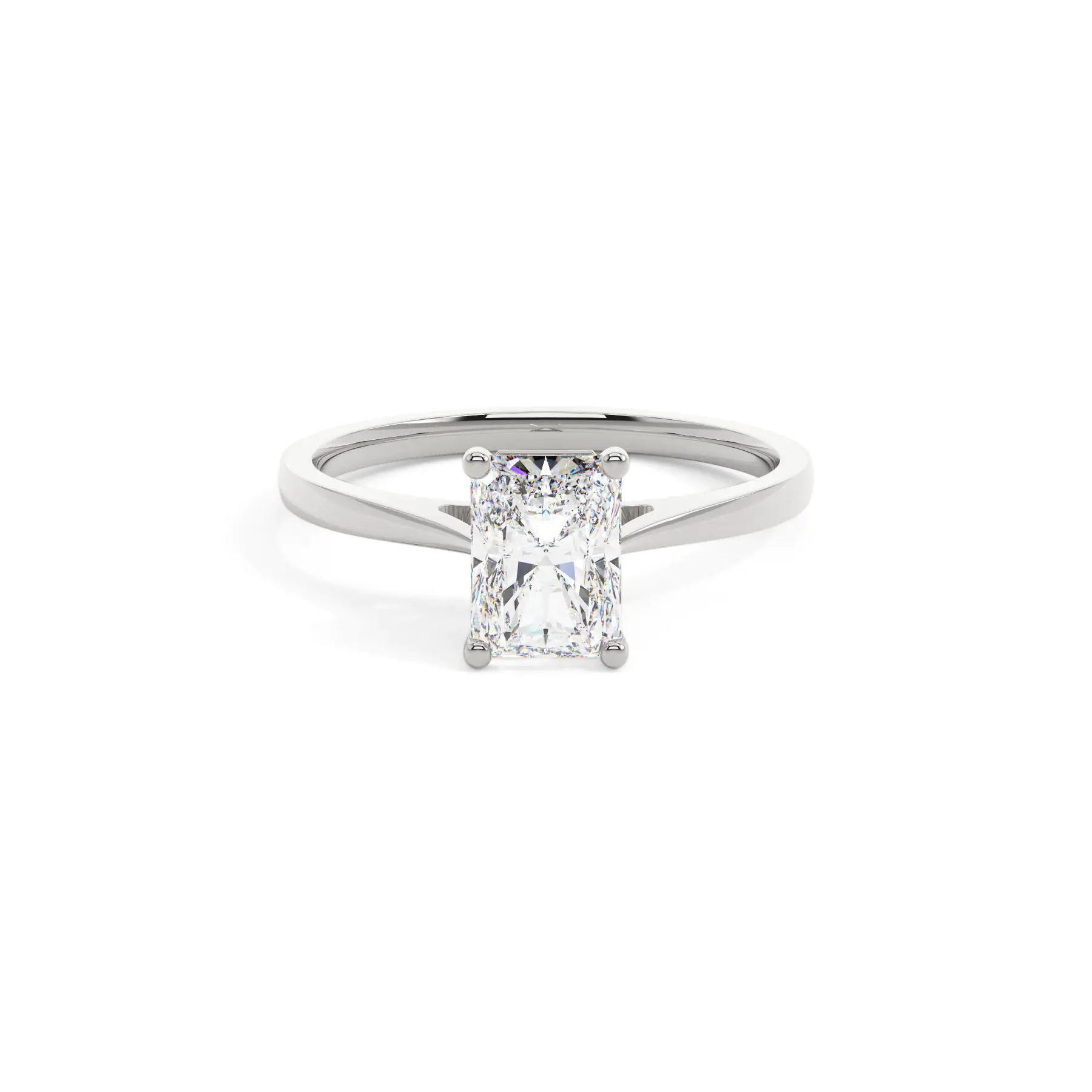 18k White Gold Radiant Classic Solitaire Engagement Ring