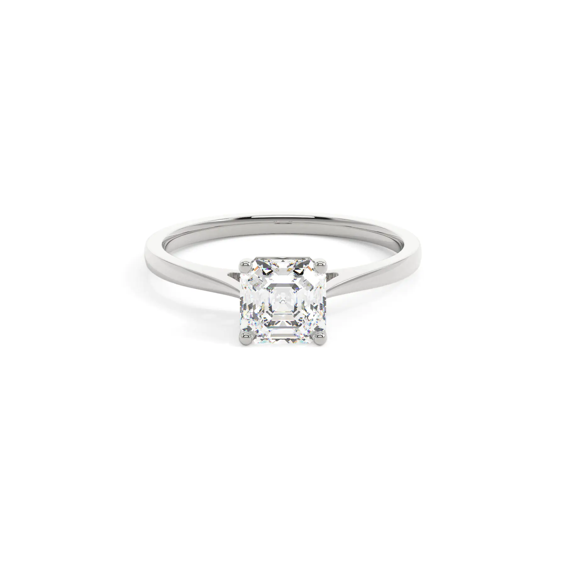 18k White Gold Asscher Classic Solitaire Engagement Ring