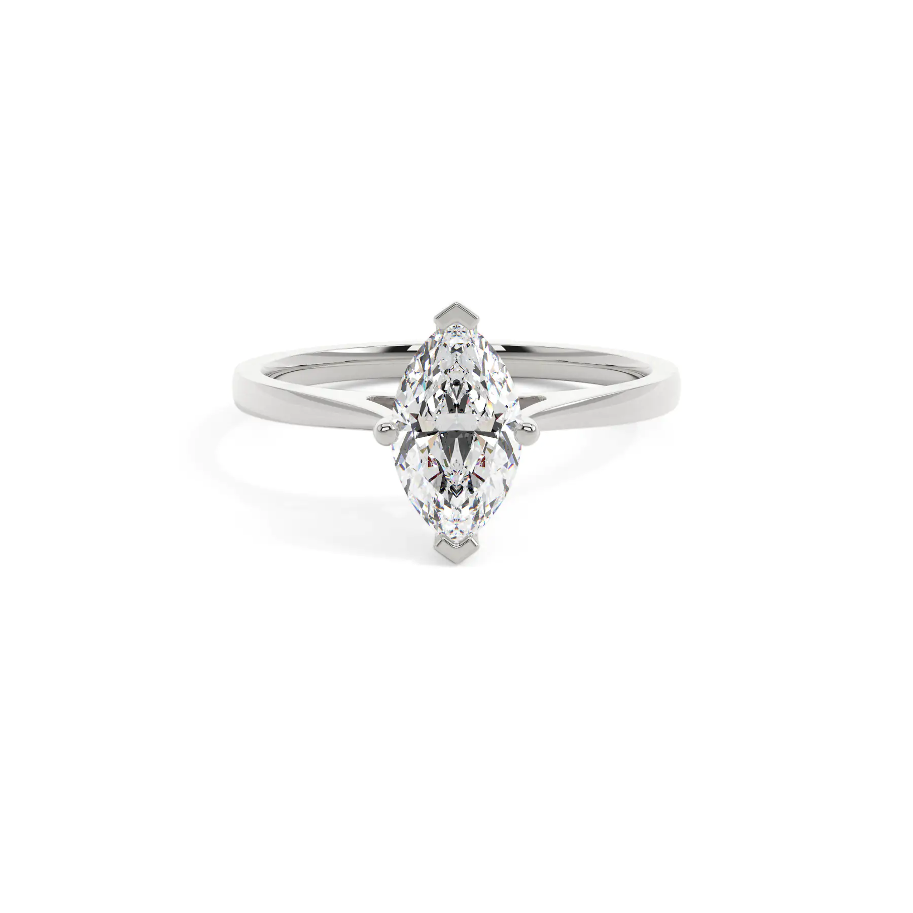 18k White Gold Marquise Classic Solitaire Engagement Ring