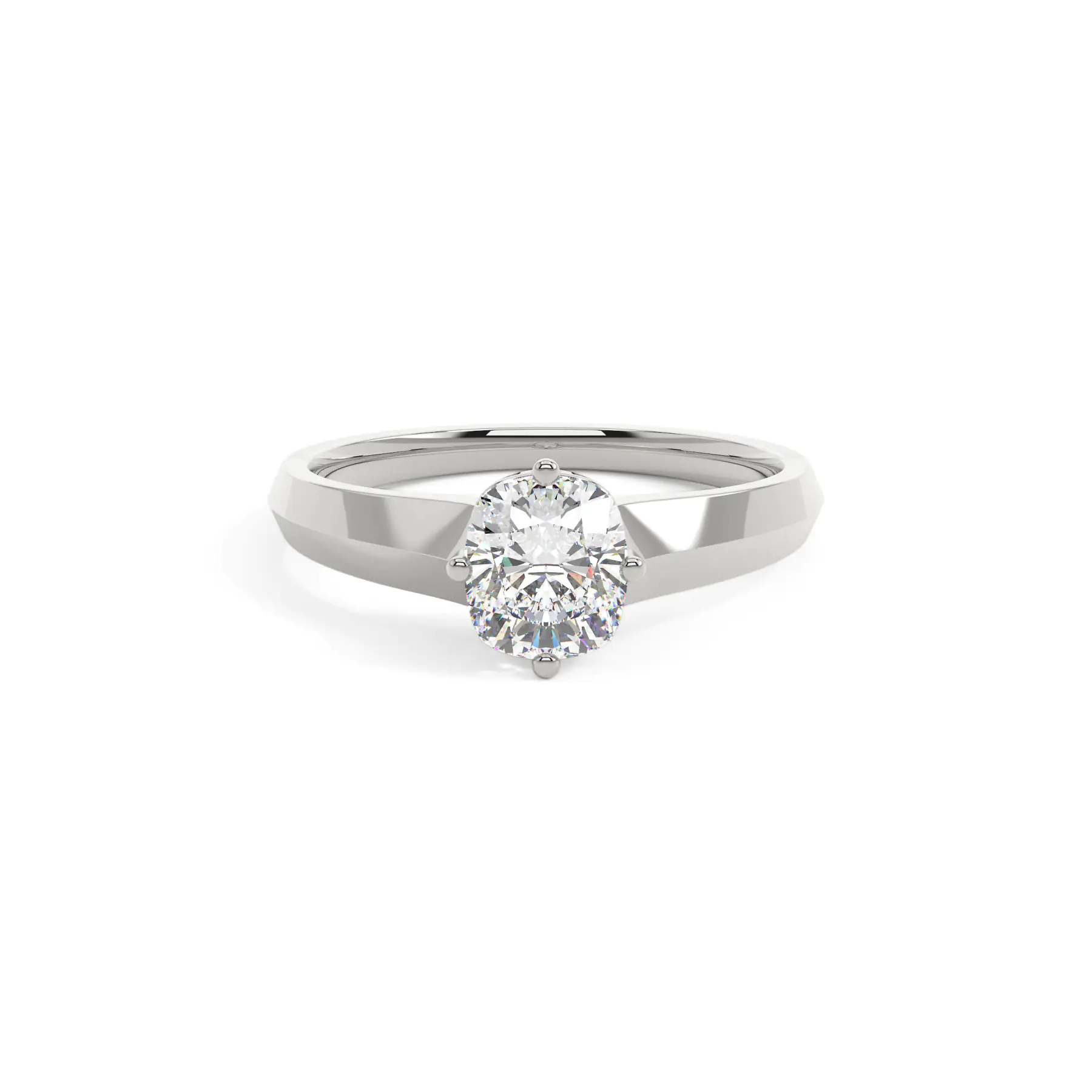 18k White Gold Cushion Bold Solitaire Engagement Ring