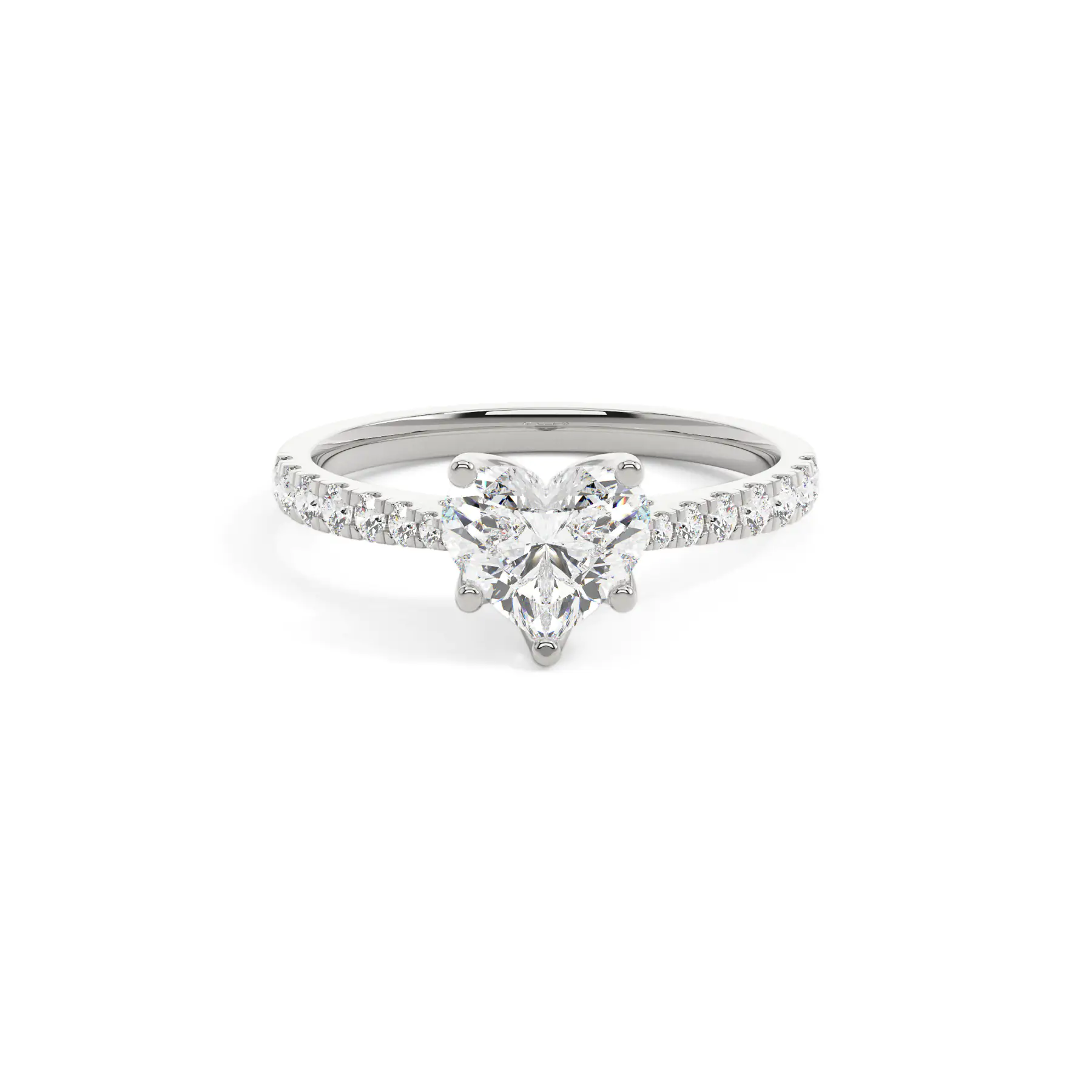 18k White Gold Heart Grand solitaire Engagement Ring