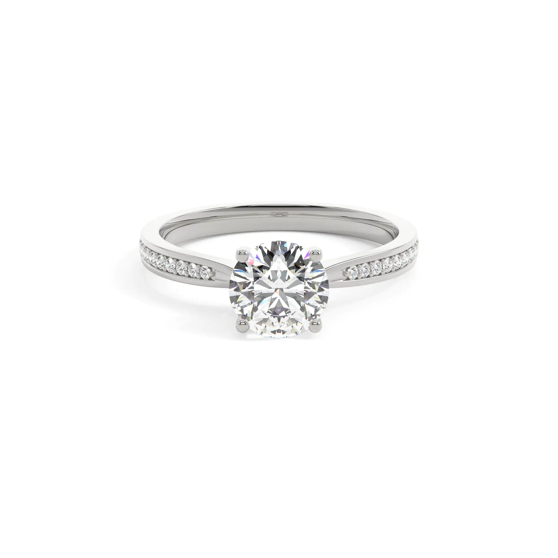 18k White Gold Round Solitaire & Channel Setting Engagement Ring