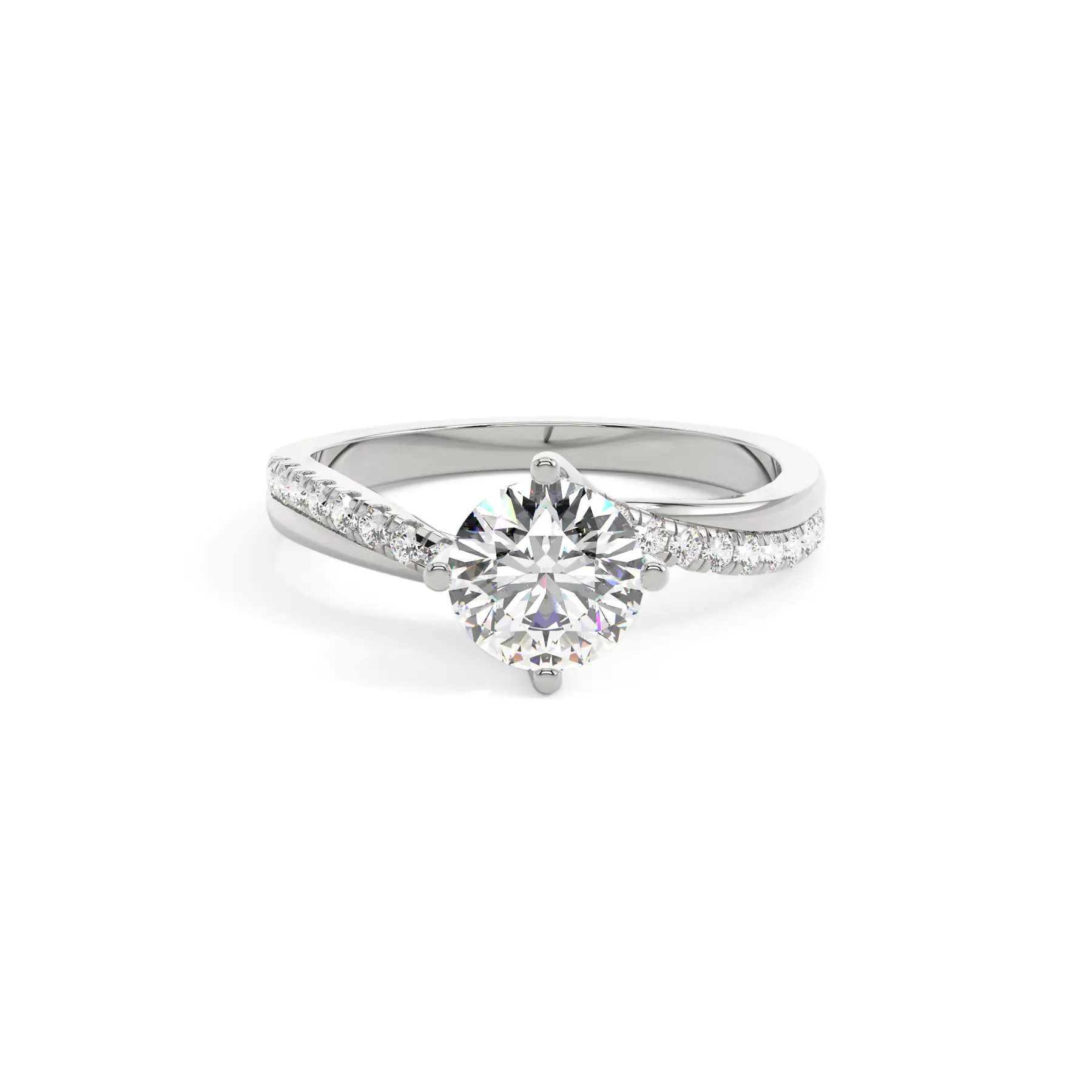 18k White Gold Round Infinity Solitaire Engagement Ring