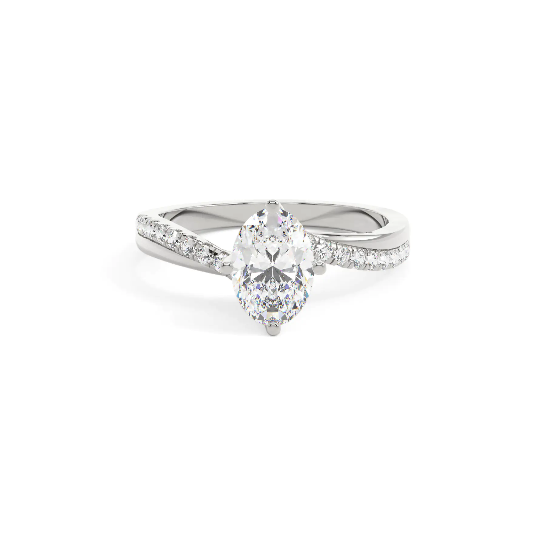 18k White Gold Oval Infinity Solitaire Engagement Ring