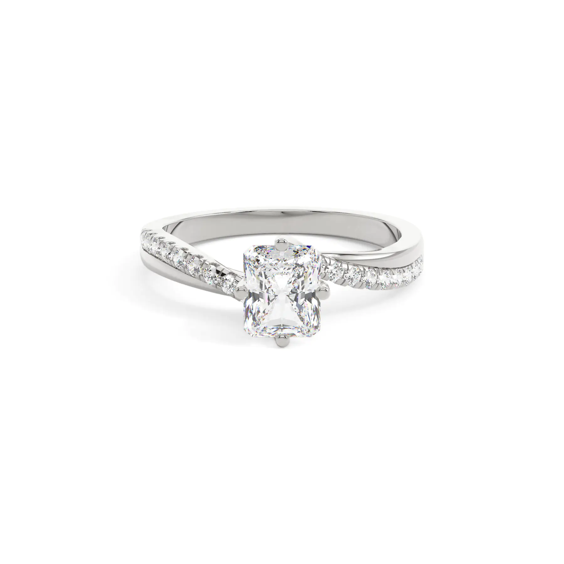18k White Gold Radiant Infinity Solitaire Engagement Ring