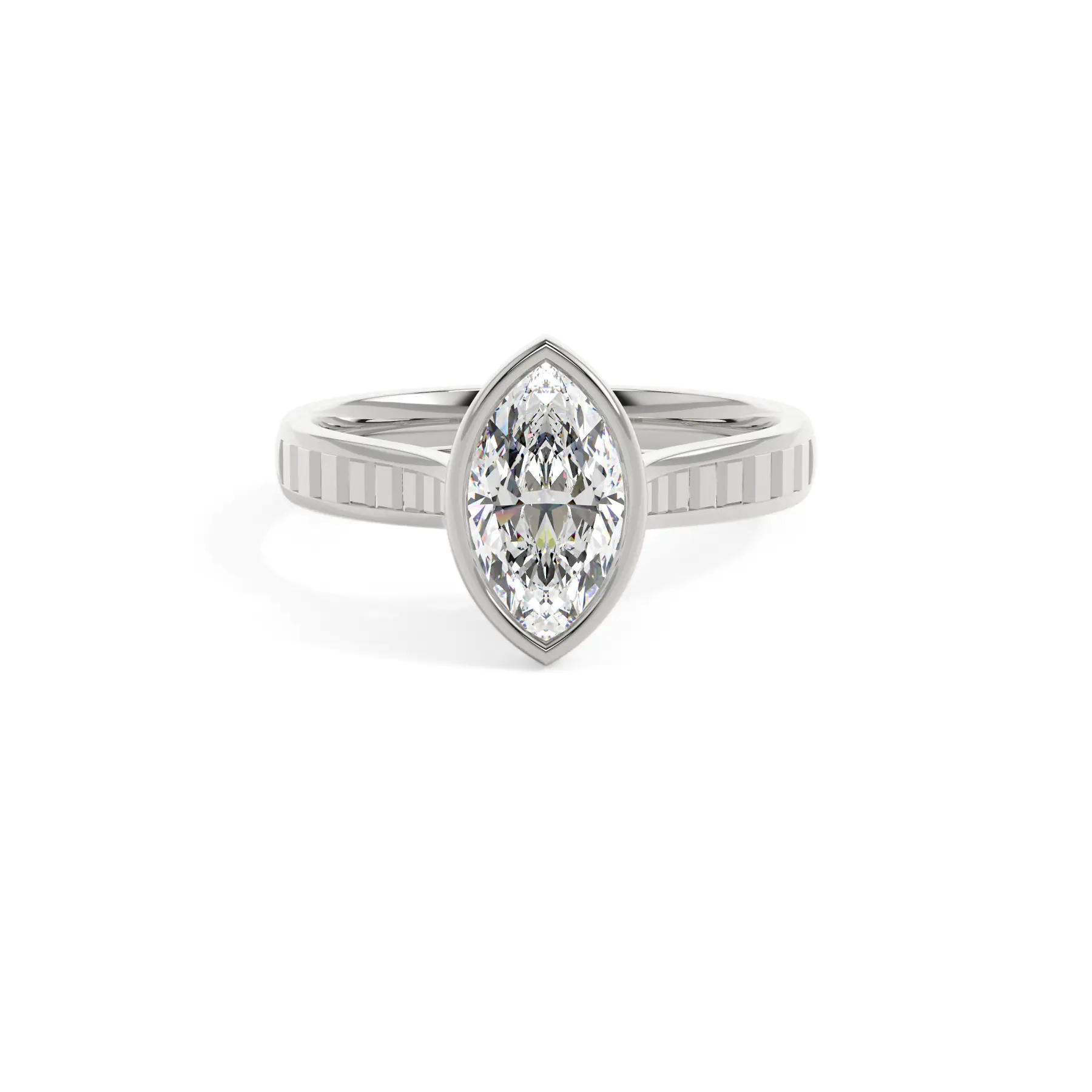 18k White Gold Marquise Grand Bezel Engagement Ring