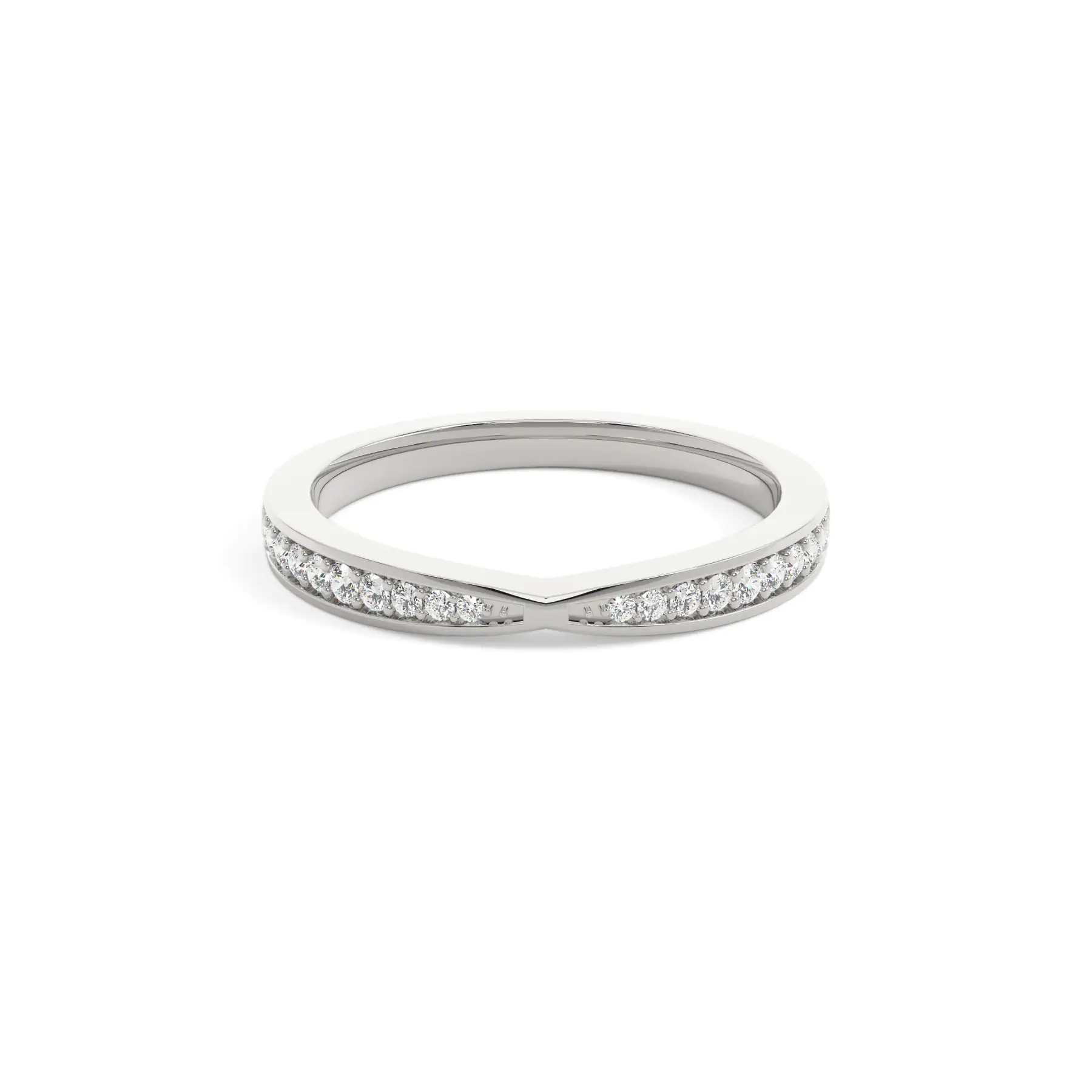 18k White Gold Round Pave Wedding Ring