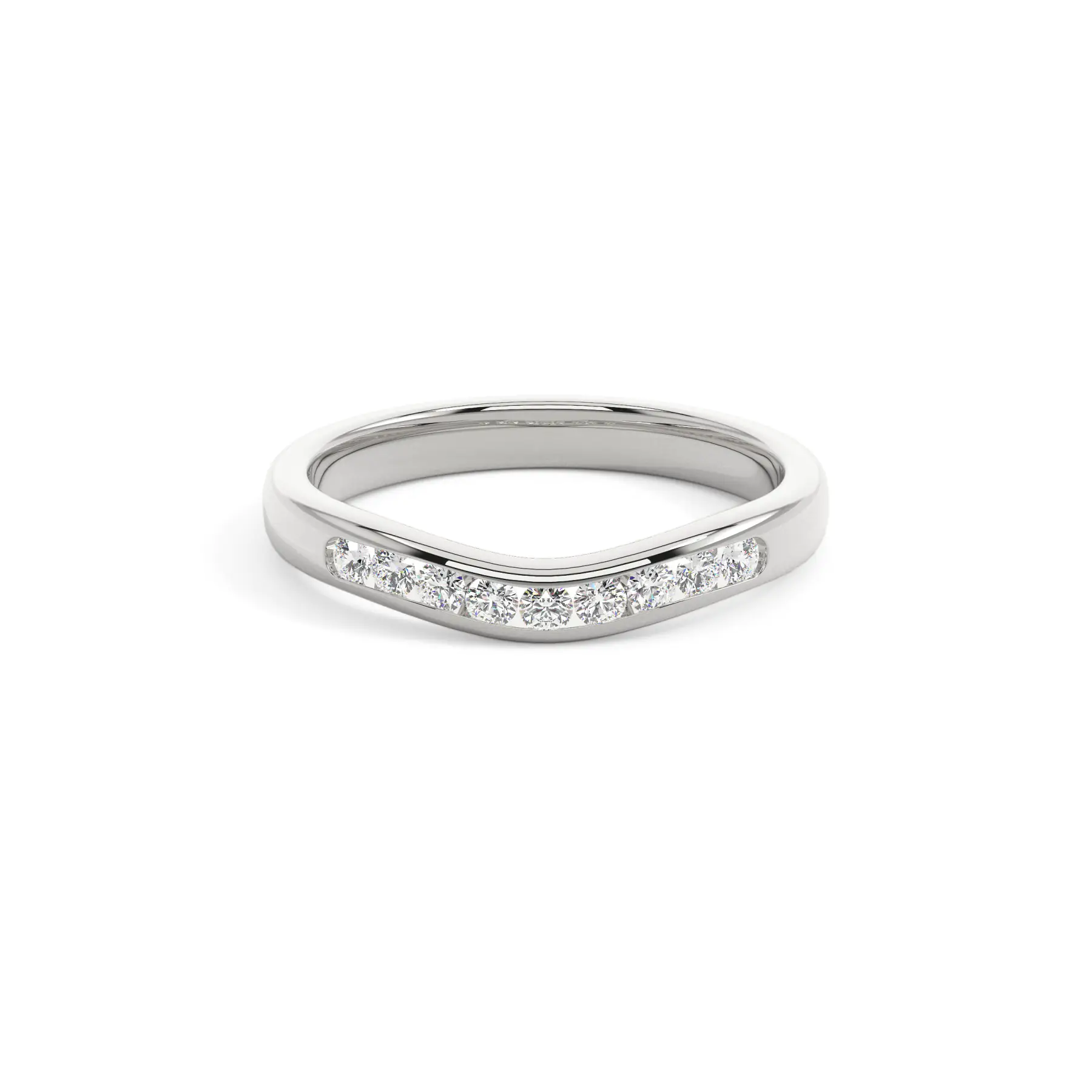18k White Gold Round Modern Pave Wedding Ring