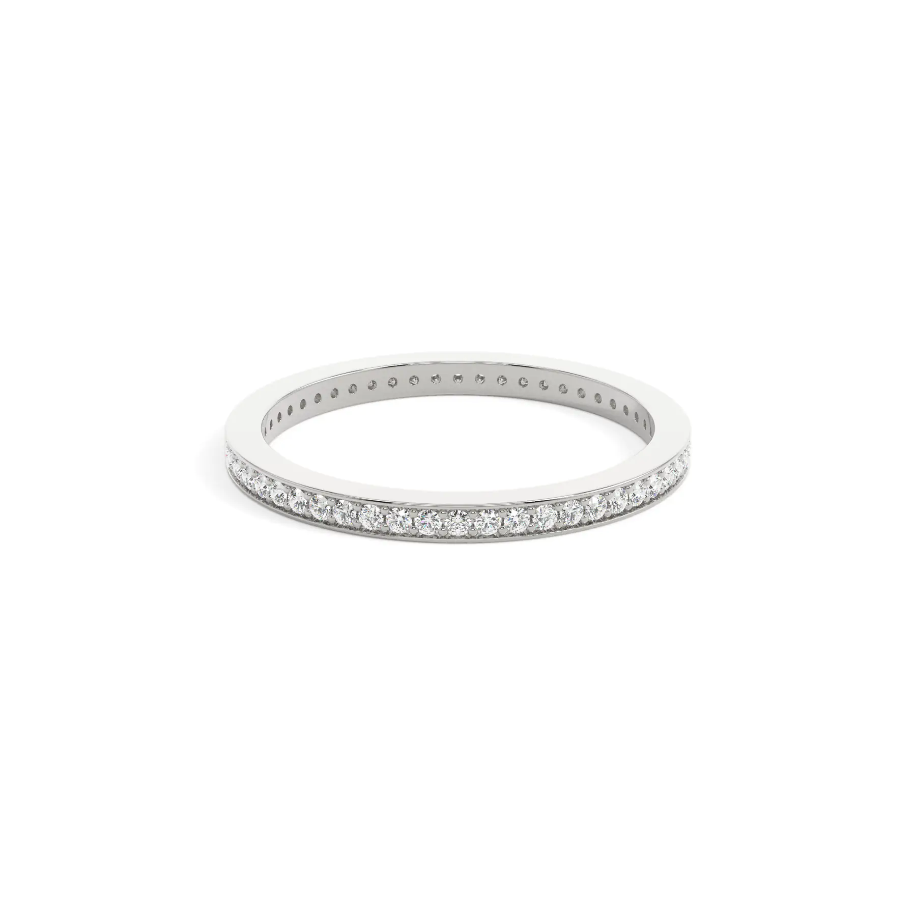 18k White Gold Round Channel Eternity Wedding Ring