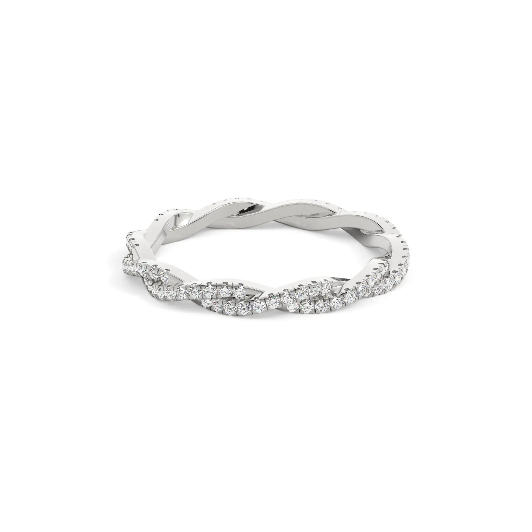 18k White Gold Round Twisted Eternity Wedding Ring