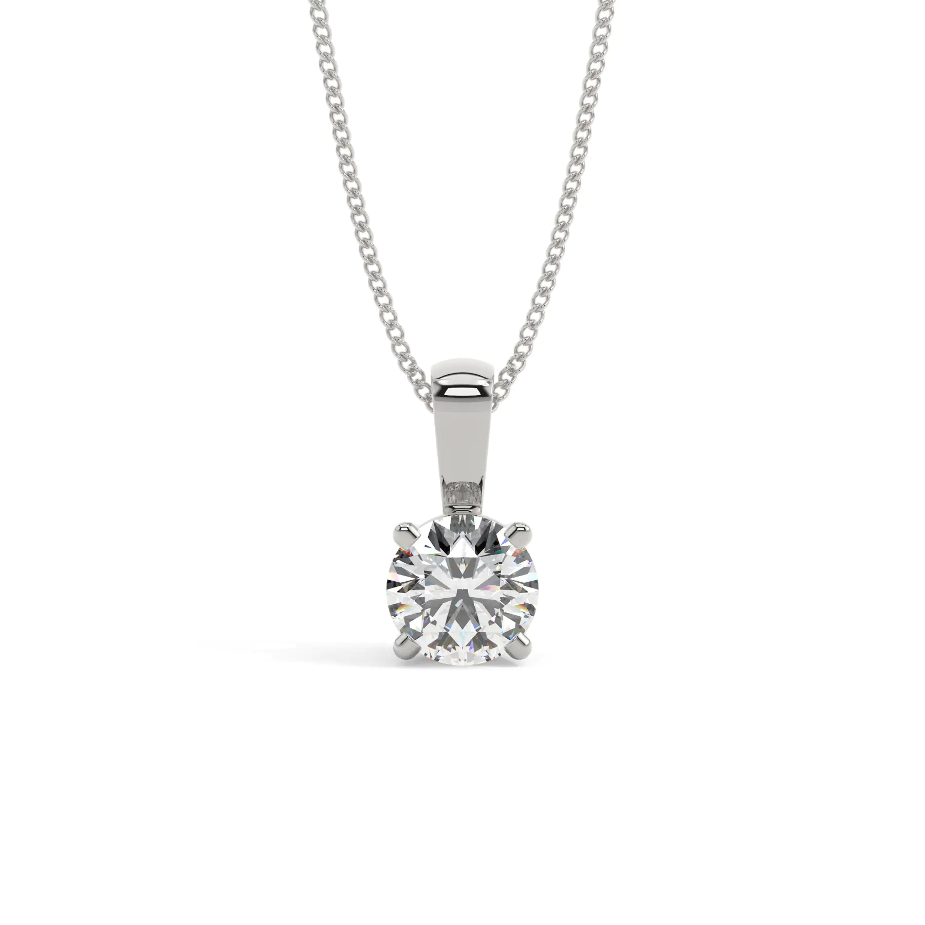 18k White Gold Round Timeless Solitaire Pendant