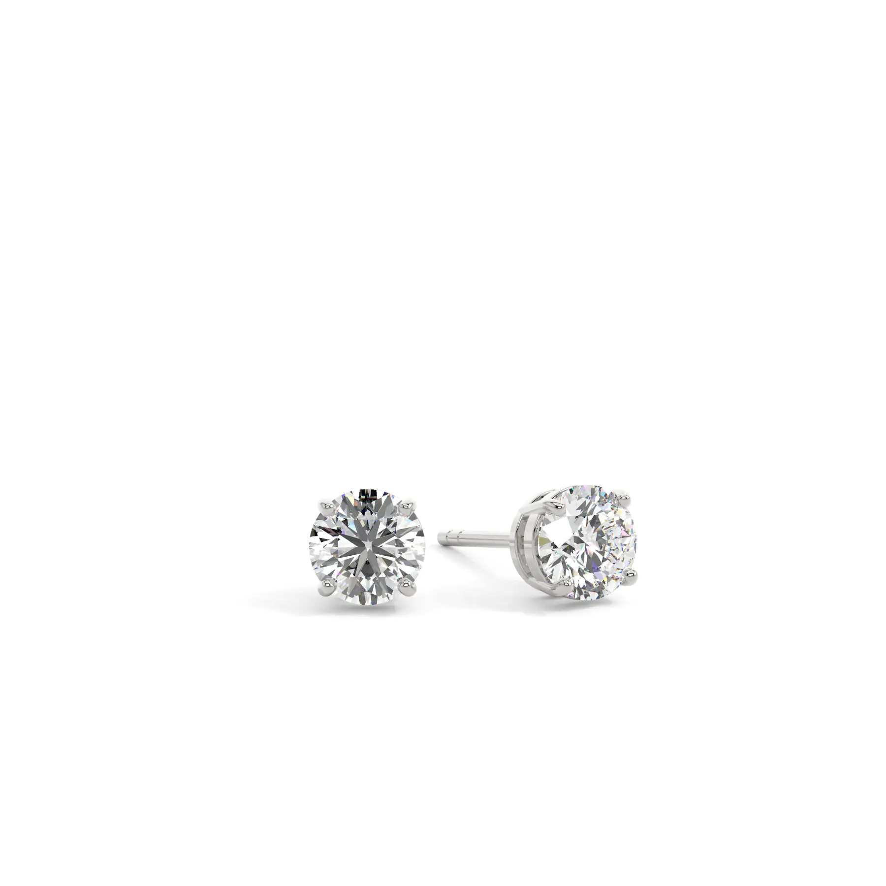 18k White Gold Round Classic Stud Earrings
