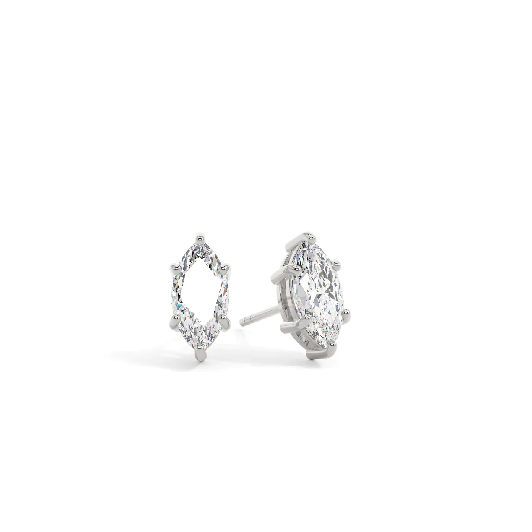 18k White Gold Marquise Classic Stud Earrings