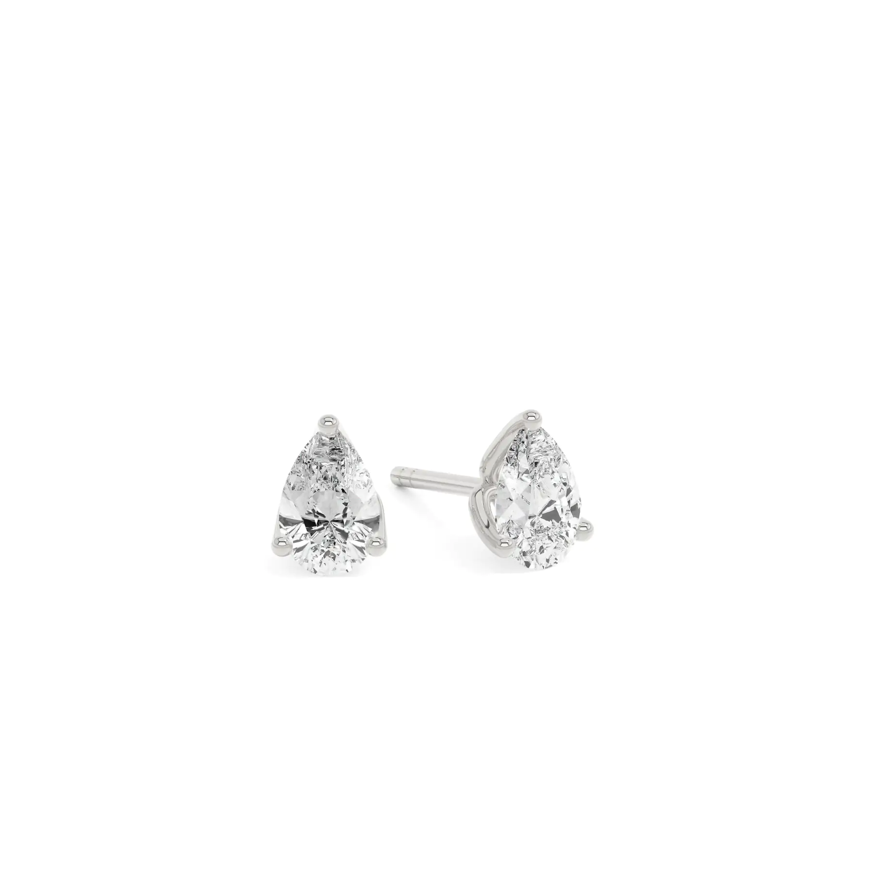 18k White Gold Pear Signature Stud Earrings
