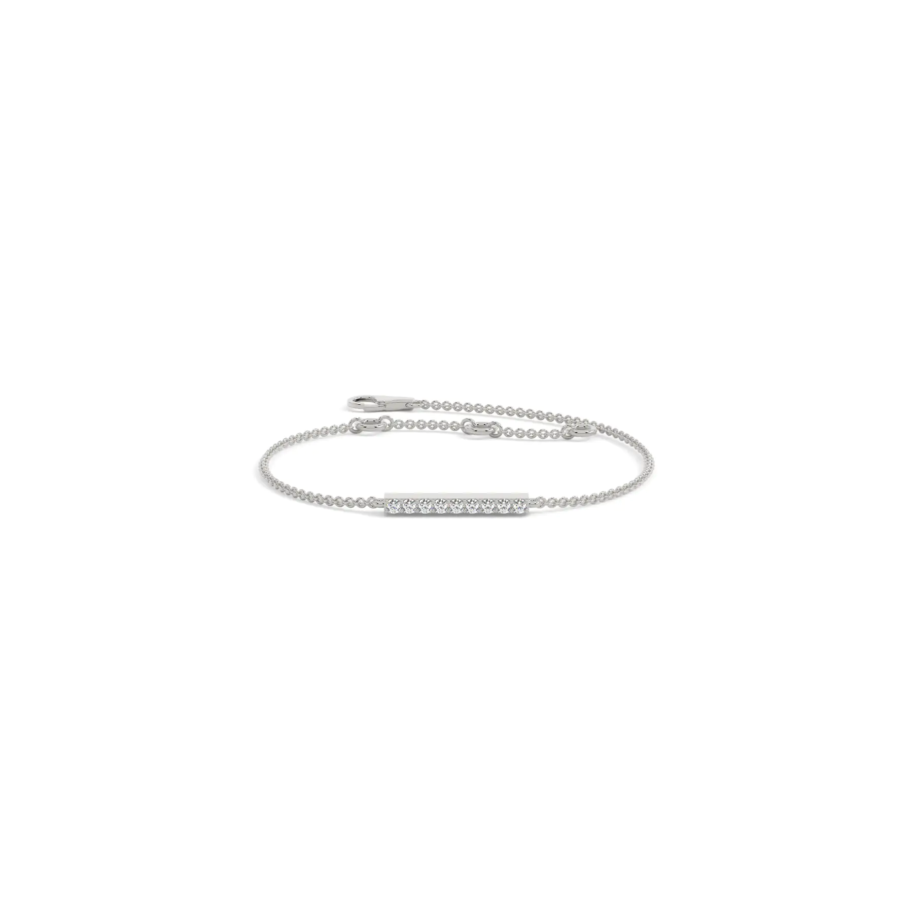 9k White Gold Round Delicate Bar Bracelet