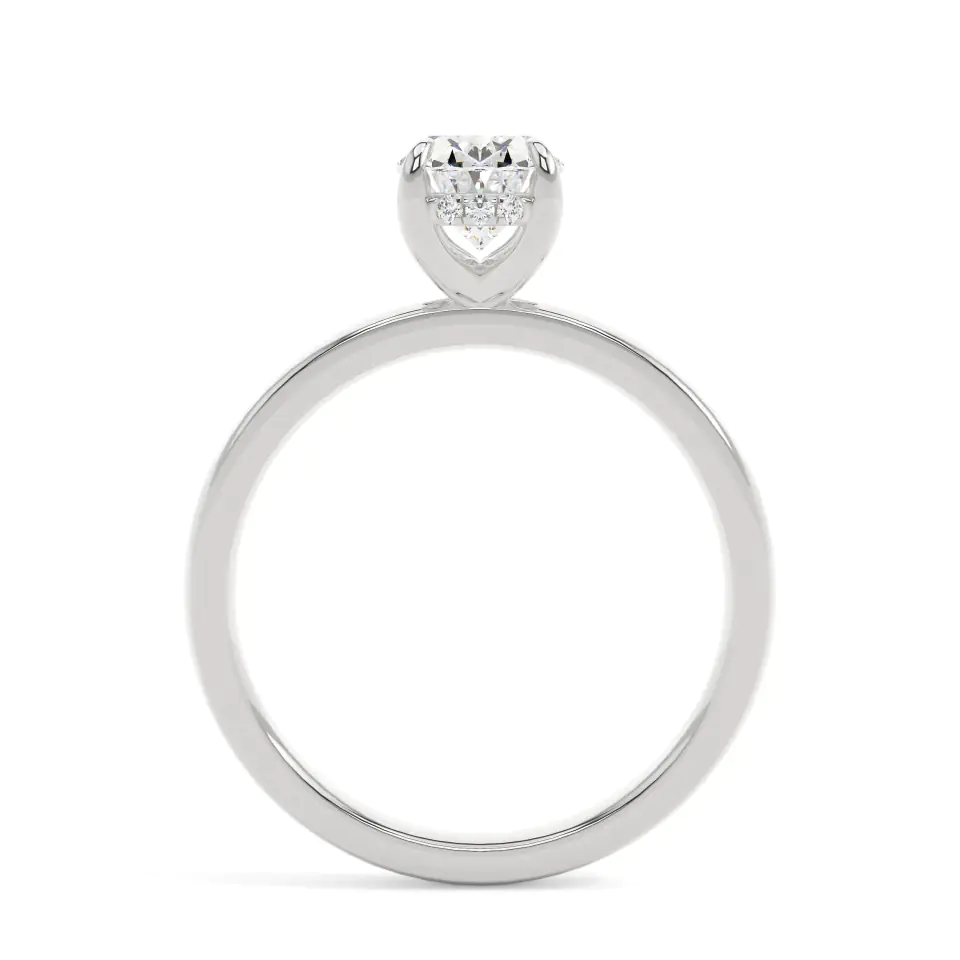 18k White Gold Oval Classic Hidden Halo Engagement Ring