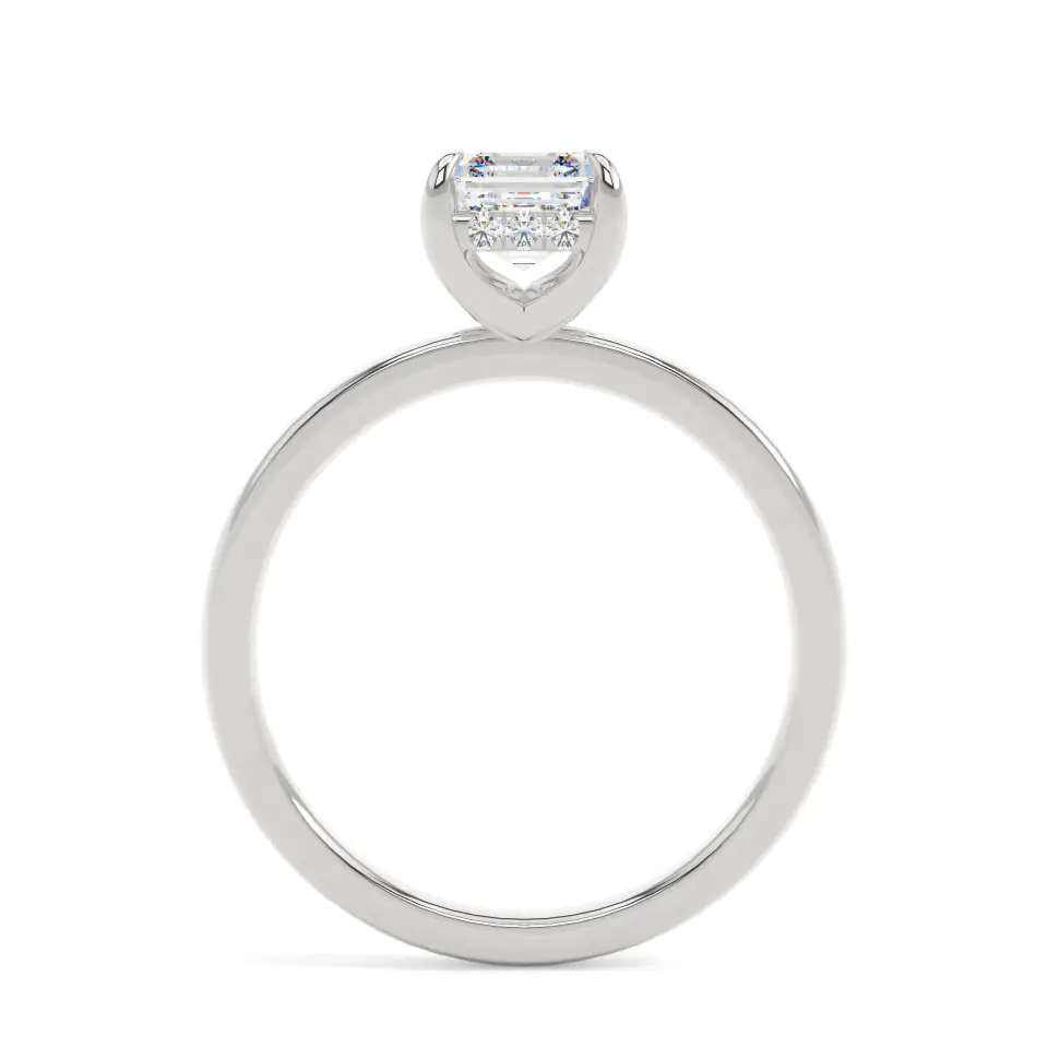 18k White Gold Asscher Classic Hidden Halo Engagement Ring