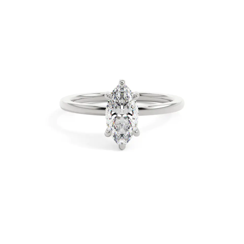 18k White Gold Marquise Gallery Hidden Halo Engagement Ring