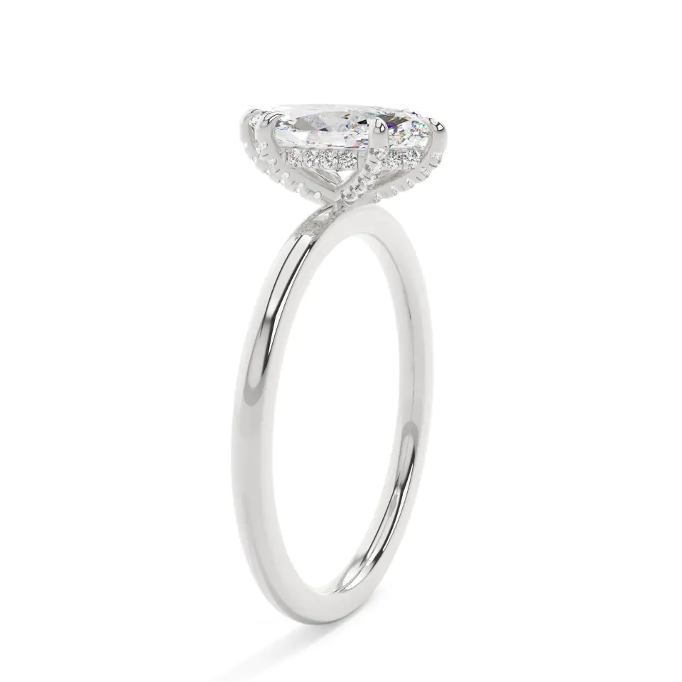 18k White Gold Marquise Gallery Hidden Halo Engagement Ring