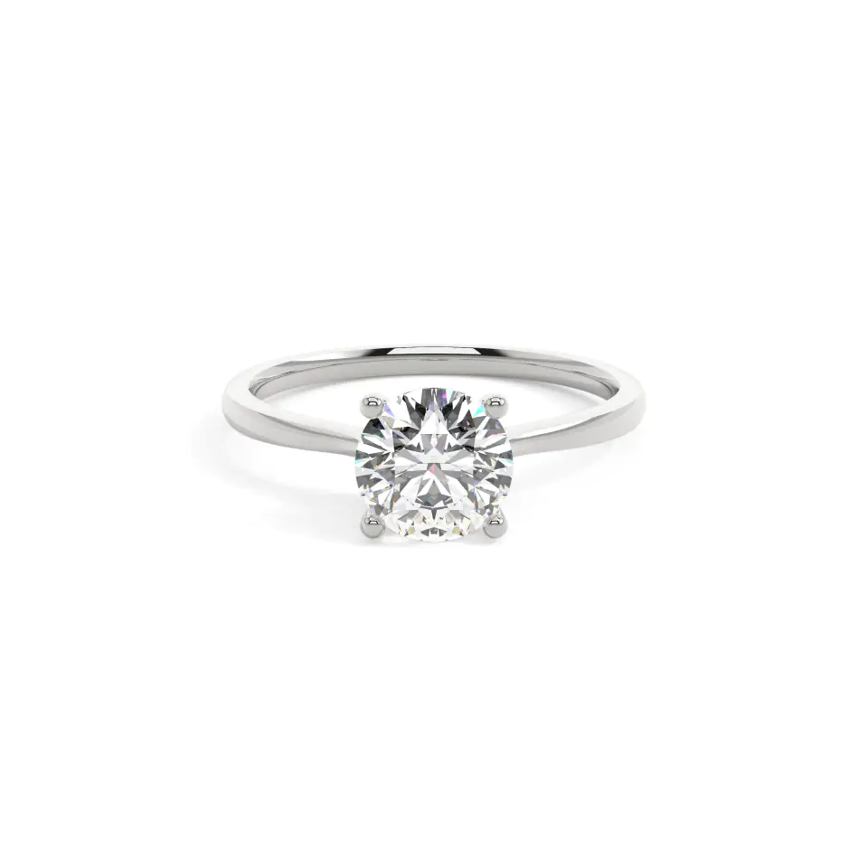 18k White Gold Round Delicate Solitaire Engagement Ring